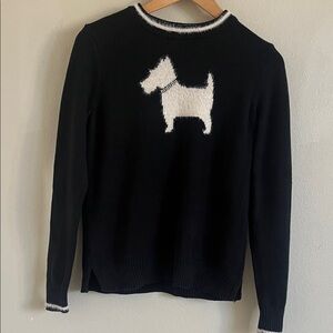 Charter Club Black Sweater with White Dog Design